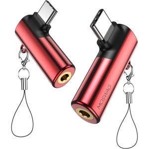 LORANKA-USB C &agrave; 3,5 mm Jack, Type C Adaptateur Casque Angle Droit Auxiliaire Microphone Dongle Audio Haute R&eacute;solution DAC Chip Compatible avec Galaxy S24 S23 S22 Ultra S20 FE A53 Note 20 Pixel 7 - Neuf