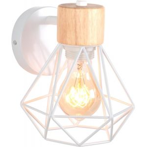 Applique Murale Int&eacute;rieur Vintage Lampe Murale E27 Avec Bois Luminaire Plafonnier Industrielle M&eacute;tal Forme Cage Design Pour Cuisine Salon Chambre.[V74] - Neuf