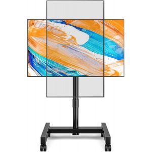 VornixorSarlshop-Support TV roulettes Support TV sur Pied Rotation et Inclinaison pour T&eacute;l&eacute; de 13 &agrave; 50 Pouces, TV sur Pied R&eacute;glable en Hauteur Meuble TV Pied d Angle Jusqu '&agrave; 20 kg,Max. VESA 200x200m - Neuf