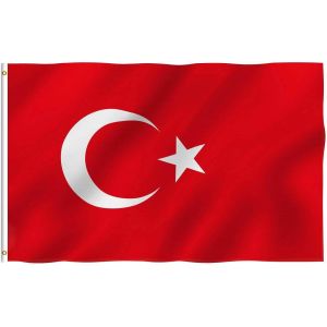 Mevronisshop-Drapeau Turquie - 150x90 Cm - Grand Drapeau Turc Polyester Avec ?Illets M&eacute;talliques - Ext&eacute;rieur Et Int&eacute;rieur Coupe Du Monde C&eacute;l&eacute;brations F&ecirc;te Sportif &Eacute;v&eacute;nement- 5 X 3ft - Neuf