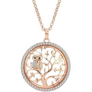 Kal-Collier De Mode Pour Les Femmes, Arbre De Vie Avec Pendentif Hibou Collier Filles Cristal Cz Collier Longue Chaîne Collier Brillant Strass Collier - Neuf