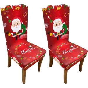 Housses De Chaise De Salle À Manger De Noël - Lot De 2 Housses De Chaise Extensibles - Neuf