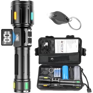 Dool-Lampe De Poche Led Rechargeable 500000 Lumens,Lampe De Poche Led Puissant Tactique Haute Lumière,Lampe De Poche Haute Puissance,Super Lumineux,Rechargeable Type-C,Pour Camping Et - Neuf
