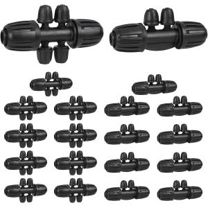 Lot de 20 Kits d`irrigation goutte à goutte de 1/2 pouce à 1/4 de pouce pour tuyau d`irrigation de 16 mm, connecteur de tuyau d`arrosage (10 pièces 4 voies10 pièces 6 voies) - Neuf