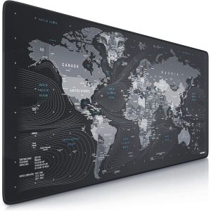 Titanwolf Tapis De Souris Xxl Speed Gaming &iquest; 900 X 400 Mm &iquest; Xxl &iquest; Sous-Main De Table Grande Taille &iquest; Am&eacute;liore La Pr&eacute;cision Et La Vitesse &iquest; Antid&eacute;rapant &iquest; Carte Du Monde Motif T&ecirc;te [ZHB1553] - Neuf