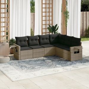 Prolenta Premium - Salon De Jardin 6 Pcs Avec Coussins Gris R&eacute;sine Tress&eacute;e - Neuf