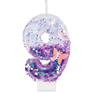 Chenquansarl-Lot De 9 Bougies D'anniversaire En Forme De Papillon 3d Avec Paillettes Et Chiffres Pour D&eacute;coration De G&acirc;teau D'anniversaire Violet - Neuf