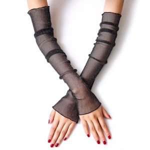 Lot De 2 Paires De Gants Longs En Dentelle Pour Femme, Protection Uv, Manchettes Rafraîchissantes Ou Chauffantes, Protection Solaire À Double Usage (Noir) - Neuf
