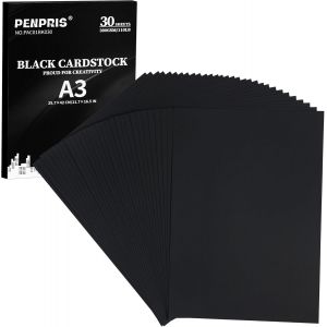 Jexnovashop-A3 300gsm Noir Papier Cartonn&eacute; 30 Feuilles - Papier &Eacute;pais Pour Fabrication De Cartes, Bricolage, Invitations, Cartes Postales Pac01bk030 - Neuf
