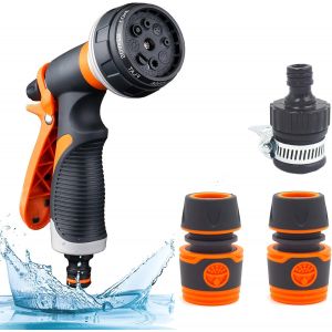 JGD-Douchette de Jardin, Pistolet D'arrosage, 8 Modes D'arrosage R&eacute;glables, Pulv&eacute;risateur Manuel haute Pression, Pour arrosage de Pelouse, Lavage de Voiture, Nettoyage de Trottoir, Bain d'animaux - Neuf