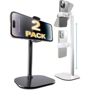 Kalanka-Cooper Chatstand 2-Pack - Support De Téléphone Réglable En Hauteur Pour Bureau | Rotation, Inclinaison, Support Télescopique 9-14"" À Vue Niveau Des Yeux Pour Bureau (Noir Nuit/Blanc Givré, 2 - Neuf