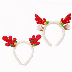 Lot de 2 bandeaux de Noël, décorations de Noël, bandeau en bois de cerf pour enfants, bandeau créatif en tissu, cadeau pour la maternelle - Neuf