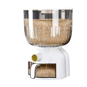 Distributeur de boîte de rangement de seau de riz de cuisine 10KG étanche à l'humidité,rond - Neuf