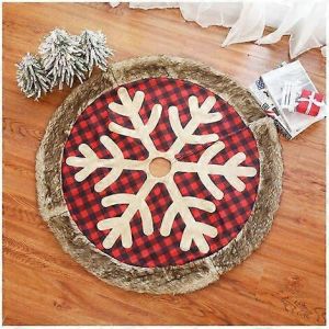 Jupe de sapin de Noël rouge élégante de 89 cm (35 pouces) avec broderie Père Noël et bordure blanche en peluche, idéale pour les fêtes de fin d'année. - Neuf