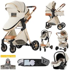 Poussette 3 En 1 Magic Zc Poussette Pousettes Trio 3 En 1 Poussette Pliable Compacte Sac &Agrave; Main+Grand Espace De Rangement Blanc - Neuf