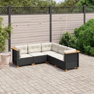 Prolenta Premium - Salon De Jardin 5 Pcs Avec Coussins Noir R&eacute;sine Tress&eacute;e - Neuf