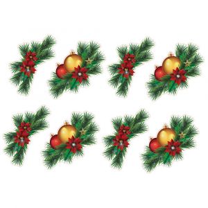 Lot de 4 autocollants de No&euml;l pour fen&ecirc;tre - P&egrave;re No&euml;l, bonhomme de neige, sapin, cloche - D&eacute;corations en PVC auto-adh&eacute;sives - Neuf