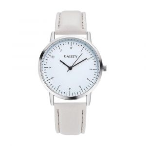 Gaiety Femmes &Eacute;l&eacute;gant Cadran Rond Motif Analogique Pu Bracelet Montre-Bracelet Montre &Agrave; Quartz (Gris) - Neuf