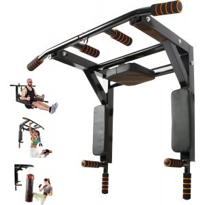 Barre De Traction Fixation Murale Dip Station, Fitness Fixation Murale Support, Pour Trx, Sac De Boxe, Élingues Poignées Antidérapantes, 200 Kg, 95 X 73 X 47cm - Neuf