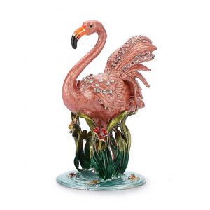 Vintage M&eacute;tal &Eacute;mail Mini Flamingo Figurine coffret Cadeau pour les Collectionneurs, D&eacute;cor &agrave; la Maison, et des Accessoires Uniques - Neuf