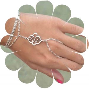 Eryi-Bracelet De Doigt En Couches Boho D'esclave Argenté Rétro De Tous Les Jours Chaîne De Main Bijoux Pour Femmes Et Filles - Neuf