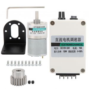 XYONG Moteur a engrenages CC a faible vitesse, micro-aimant permanent 12 V XD-37GB3530 + support + regulateur + engrenage 30 tr/min - Neuf