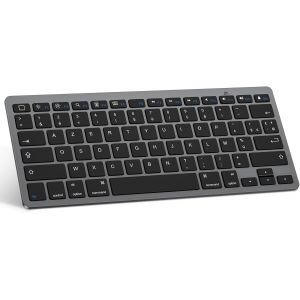 MDY-Clavier pour iPad, Clavier Bluetooth pour iPad Pro 13/11/12.9/ Pad 10.9/10.2/ Pad 9/8/7/6/5/ Air 5/4/3 /Mini 6/5 et iPhone, Clavier AZERTY pour iOS, Gris Spatial - Neuf