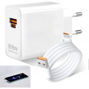 88W Supercharge Rapide Pour Huawei Honor 200 Lite, Adaptateur De 2 Ports Pd Chargeur Compatible Avec 6A C&acirc;ble Usb C 1M Honor 90 Lite Magic7 Lite 7 Pro 6 X6B X8B Pad X8A Mate60 Pro Pura 70 Ultra - Neuf
