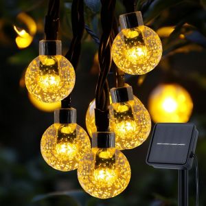 Tianyi-Guirlande Solaire Exterieur, 8m 30led Guirlande Lumineuse Exterieure Solaire, 8 Modes Ip65 &Eacute;tanche Guirlande Lumineuse Solaire Pour Jardin, Mariage, F&ecirc;te, Balcon, &Eacute;clairage Automatique(Blanc C - Neuf