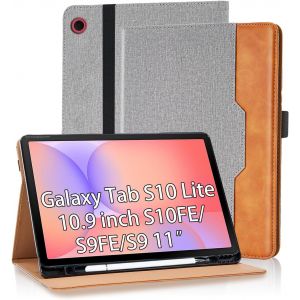 Coque Pour Samsung Galaxy Tab S9 Fe 10,9 Pouces/S9 11 Pouces 2023 Housse Cuir Pu [R&eacute;veil/Veille Automatique] Etui De Protection Avec Support Fonction Et Poche De Documents, Gris[COQ9121804] - Neuf