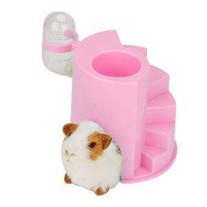 Hjlian Cage D'exercice Pour Hamster Avec Mangeoire Et Abreuvoir, Escaliers En Colimacon (Rose) - Neuf