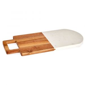 Planche &Agrave;D&eacute;couper En Acacia Et Marbre Blanc 38x18x1.5cm - Neuf