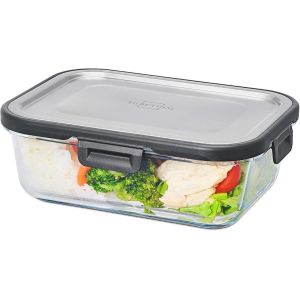 CHECARZHN--NO1-Récipient En Verre 1 Litre Avec Couvercle En Acier Inoxydable - Bocaux En Verre - Résistant A La Chaleur - 1000 Ml - Neuf