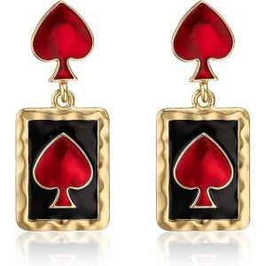 Kal-Boucles D'oreilles Femme Poker, Reine De C?ur Accessoires Boucle D'oreille Saint Valentin, Boucle Oreille Carte À Jouer, Earrings Poker Pour Femme Accessoires De Costume - Neuf