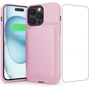 Hui-Coque Batterie Pour Iphone 15 Pro Max¿Charge Rapide 15w&puissant 8600mah¿ Coque Rechargeable Batterie Externe Chargeur Portable Coques D'alimentation Pour Iphone 15 Pro Max (6,7 Pouces)-Rose - Neuf