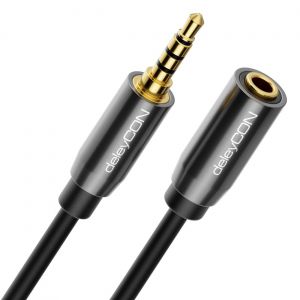 5m Headset Extension Headphone AUX 3,5mm Jack CTIA 4 Broches TRRS Microphone Extension Cable Stereo Audio Metal Plug PC Mobile Phone Smartphone Tablet HiFi Receiver (Extra Thin & Flexible) - Neuf