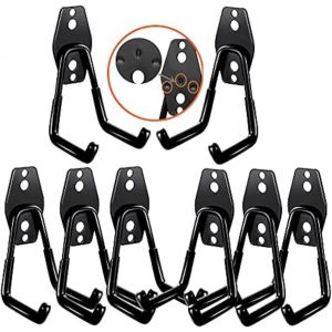 Crochet Mural Garage 10PC, Rangement Garage,Crochet Mural en Acier Avec 3 Soudures au Lieu de 2 Plus Fortes pour &Ecirc;chelle,V&eacute;los,Tuyaux,Outils &eacute;lectriques(Noir) - Neuf