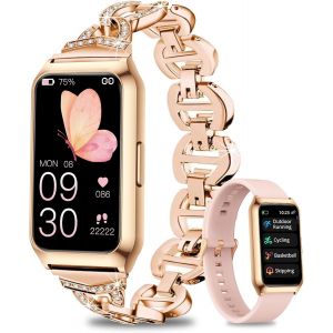 Montre Connect&eacute;e Femme avec Bo&icirc;tier en Aluminium et Autonomie 7 Jour Ultra-Longue,1.47"" HD Tracker d'Activit&eacute;, Fr&eacute;quence Cardiaque SpO2 Suivi Sommeil,IP68 &Eacute;tanche Smartwatch Android iOS - Neuf