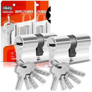 SEPT-Cylindre de serrure profilé 45/45 - Double cylindre - Avec 10 clés - Lot de 2 clés identiques - Longueur : 90 mm, A : 45 B : 45 - Lot de 2. - Neuf