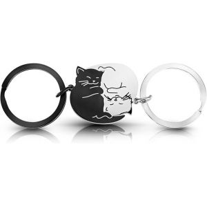 Couple Keychain De Cadeau Pour Les Petit Ami, Petite Amie, Lui, Elle, Aime Les Chats, La Femme, Le Mari, Lui, Fiancée, Noël, Saint Valentin, Cadeau Correspondant Pour Couple, Anniversaire - Neuf
