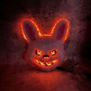 Masque lumineux d'halloween,ours noir,ours brun,accessoires Cos,masque effrayant de fête de danse LED,masque Animal de dessin animé créatif d'halloween--Red - Neuf