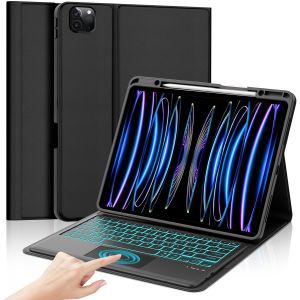 Coque Clavier Pour Ipad Pro 12.9 12,9"" (6e, 5e, 4e, 3e G&eacute;n&eacute;ration), &Eacute;tui Keyboard Avec Pav&eacute; Tactile, Bluetooth Magn&eacute;tique Clavier (Azerty, Fran&ccedil;ais), 7 Couleurs R&eacute;tro&eacute;clair&eacute;es Avec Porte Cra[Z2326] - Neuf