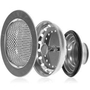 Ensemble de filtre d'&eacute;vier en acier inoxydable avec panier de vidange et bouchon - Neuf