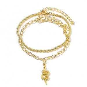 Boho Double Bracelets De Cheville De Serpent D'or Bracelet De Pied En Couches Pour Femmes Et Filles - Neuf