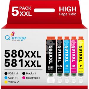 Compatible Cartouche pour Canon PGI-580 CLI-581 XXL Encre pour Pixma TR8550 TR7550 TS705 TS705a TS6350 TS6350a TS6351 TS6351a TS6250 TS6150 TS8150 TS8250 TS9550 TS9551C TS6151 TS6251 (5 Pack) - Neuf