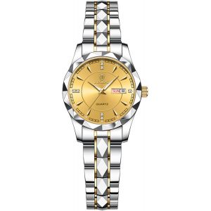 Eryi-Montre À Quartz Analogique Conçue À La Mode Avec Affichage Calenda,Montre Classique Pour Homme Et Femme Qui Brille Dans Le Noir Avec Bracelet En Acier Inoxydable - Étanche - Neuf