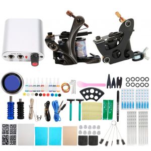 Kit De Machine A Tatouer A Bobines, Papier De Transfert Pour Peau D'entrainement, Kit D'outils Pour Debutants (90-265 V), Prise Americaine - Neuf