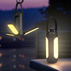 Lanterne De Camping Led Noire 10 000 Mah, Multifonction, Rechargeable Et Déformable, 800 Lumens, 3 Modes D'éclairage, Pour Tentes, Pêche, Randonnée, Urgence (Gris Foncé) - Neuf