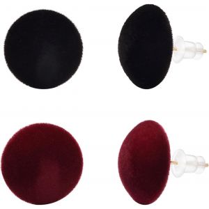 Chenquansarl-Boucles D'oreilles Tissu Femme Oreille Ronde Boucle D'oreille Noir Rouge Simplicité Automne Hiver Bijoux - Neuf
