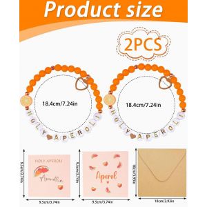 Aperol Cadeaux Pour Femme, 2pcs Avec Bracelet Aperol Et 2 Carte De V?Ux, D&eacute;coration Aperol Pour Petite Amie Et Amateur D'aperol, Pour Soir&eacute;e D'&eacute;t&eacute; Et Mottoparty[Bra9203349] - Neuf